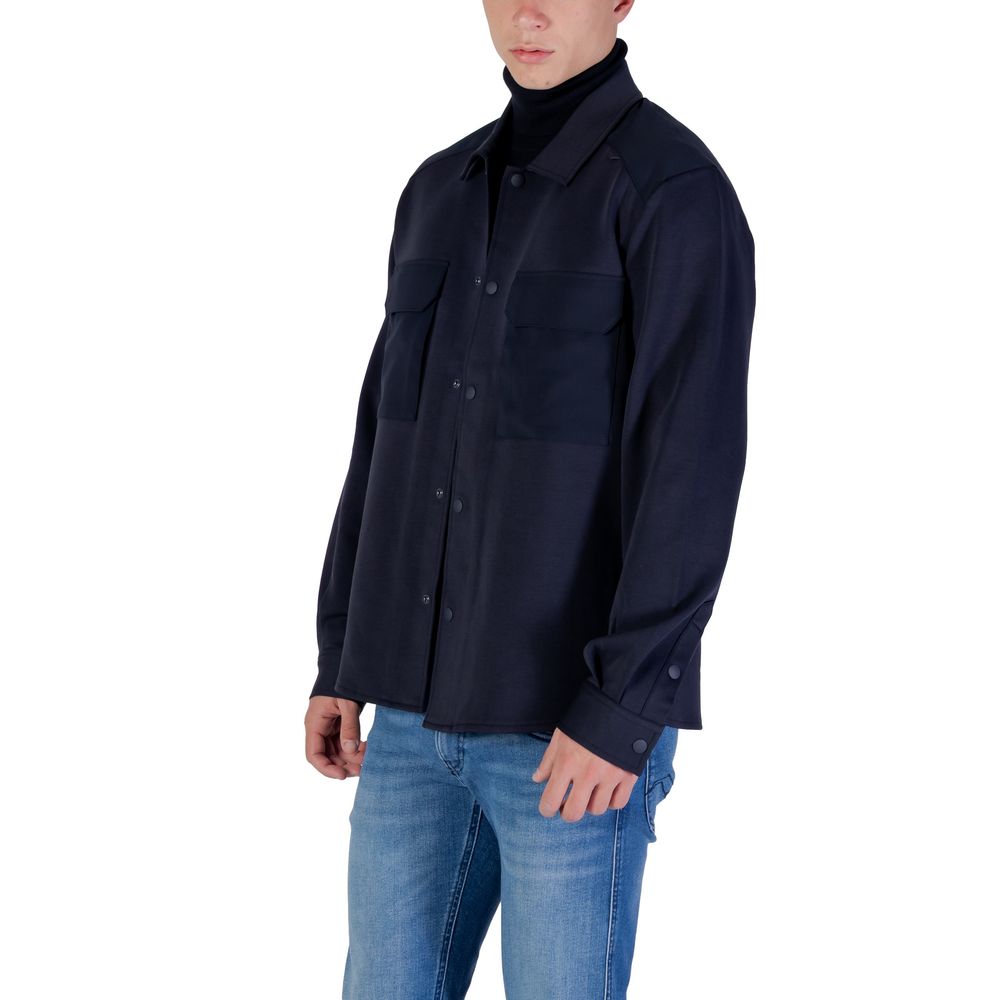 Antony Morato Men's Long-Sleeve Turtleneck Cotton Polyester Shirt - Blue