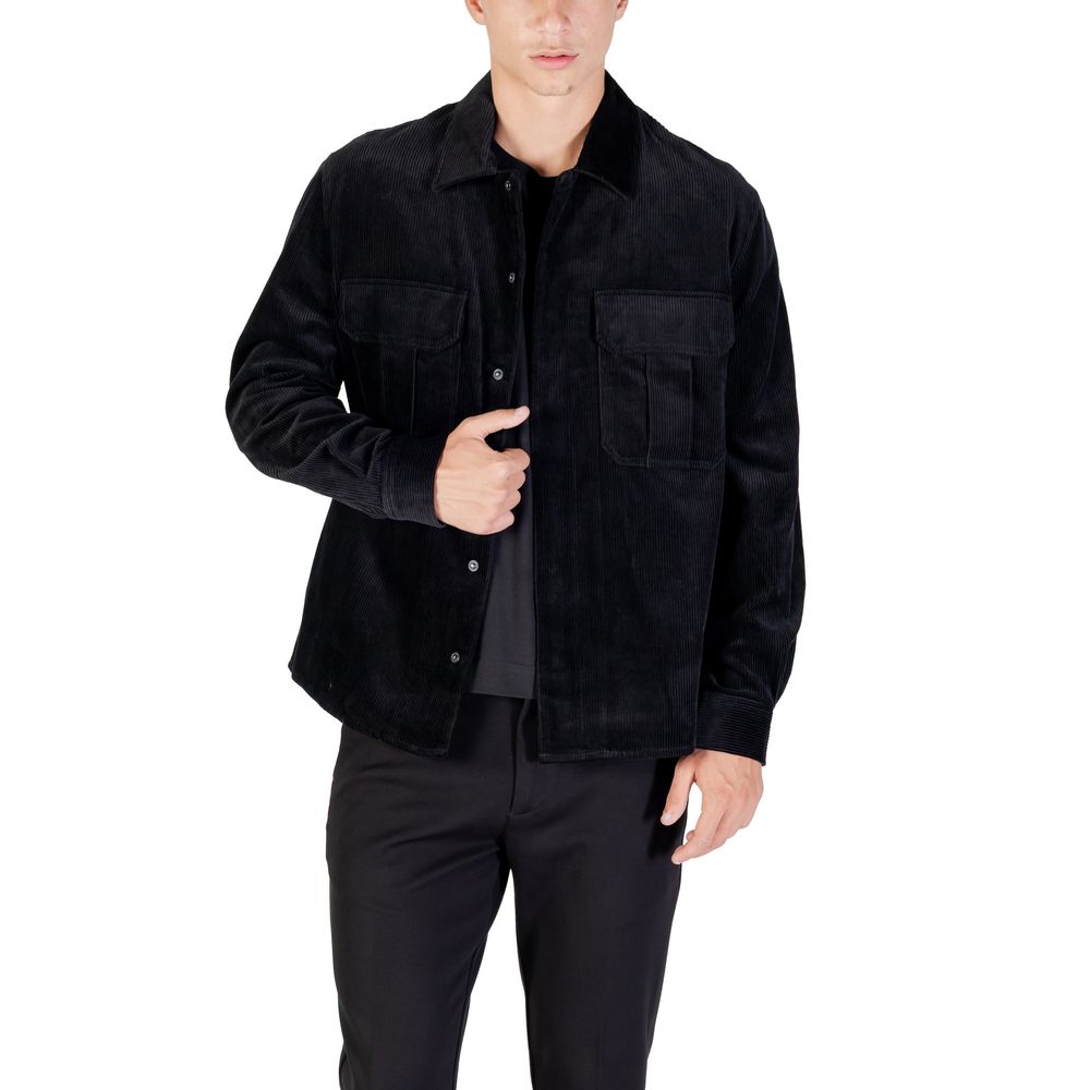 Antony Morato Men's Long-Sleeve Cotton Corduroy Shirt - Black