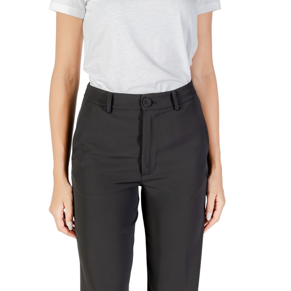 Rinascimento Women's Straight-Leg Wide Stretch Polyester Trousers - Black