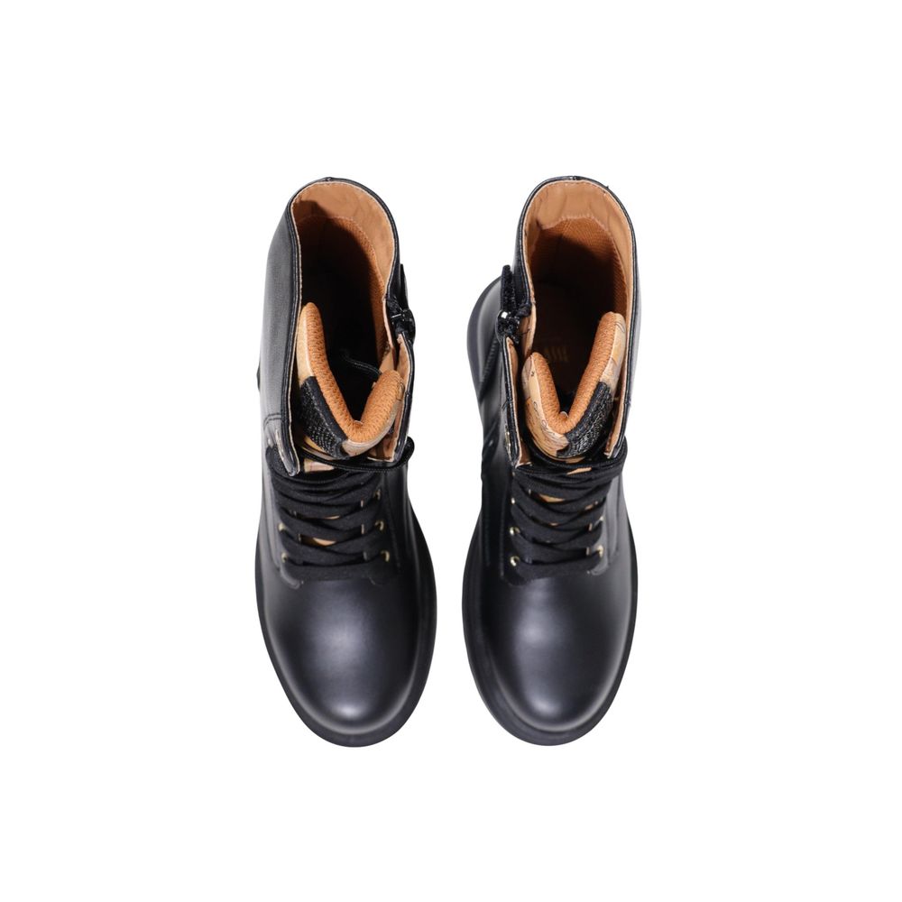 Alviero Martini Prima Classe Women's Polyethylene & Polurethane Lace-Up Ankle Combat Winter Boots - Black