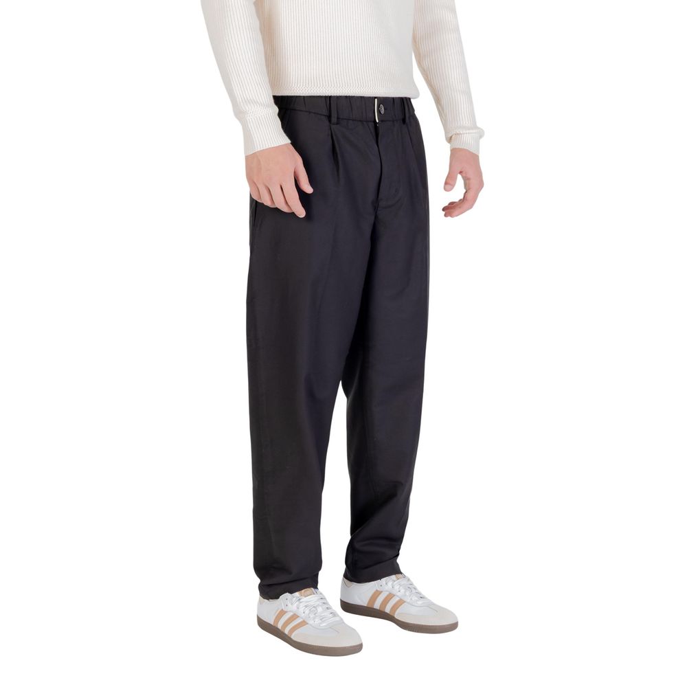 Gianni Lupo Men's Regular-Fit Stretch Polyester Cotton Trousers - Black