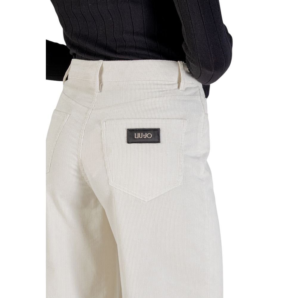 Liu Jo Women's Wide Stretch Polyester Cotton Trousers - Beige