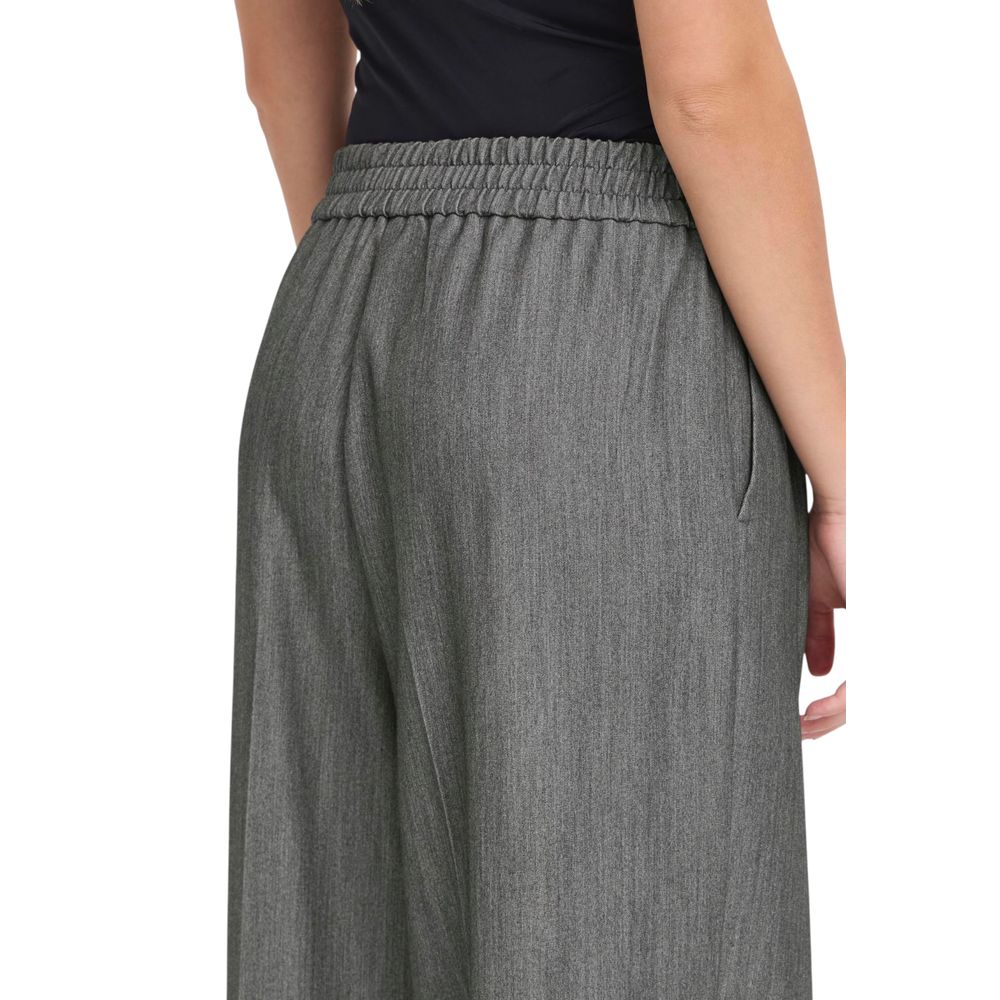 ICHI Women's Wide Stretch Polyester & Viscose Trousers - Gray