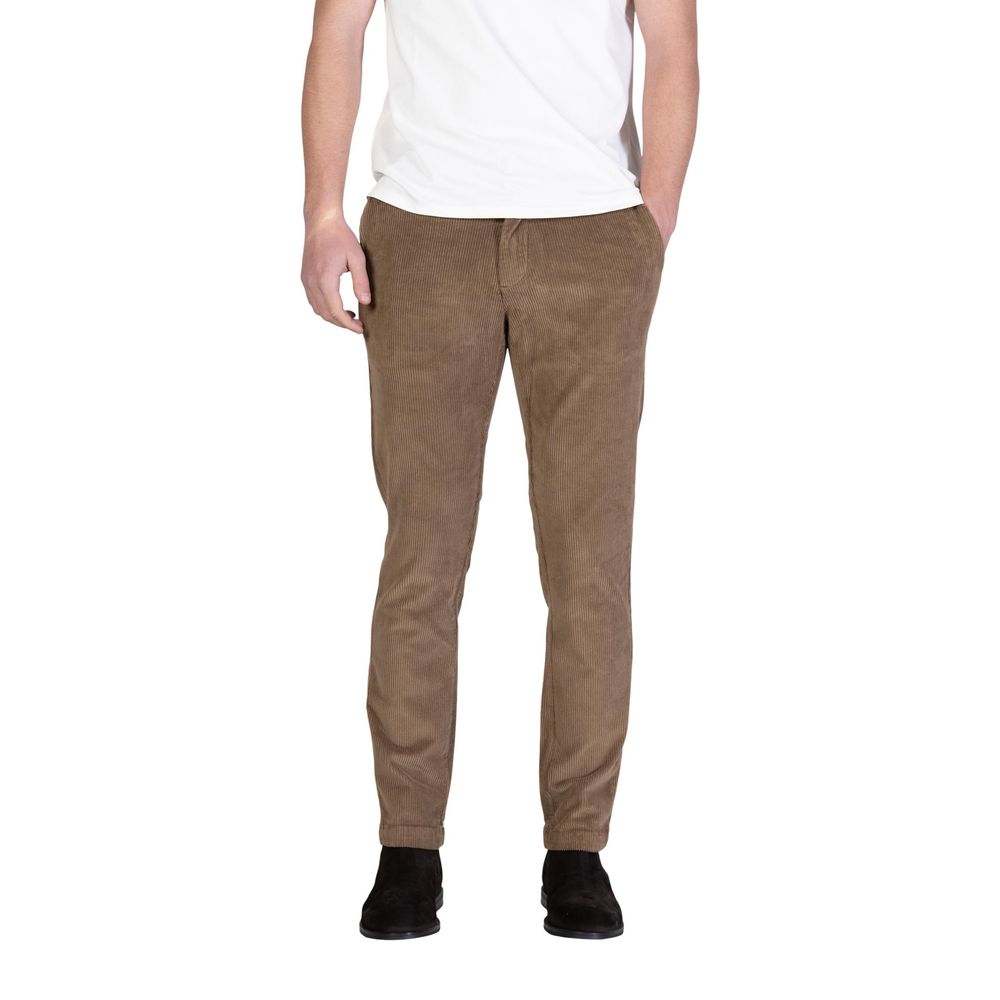Borghese Men's Slim Stretch Cotton Trousers - Brown