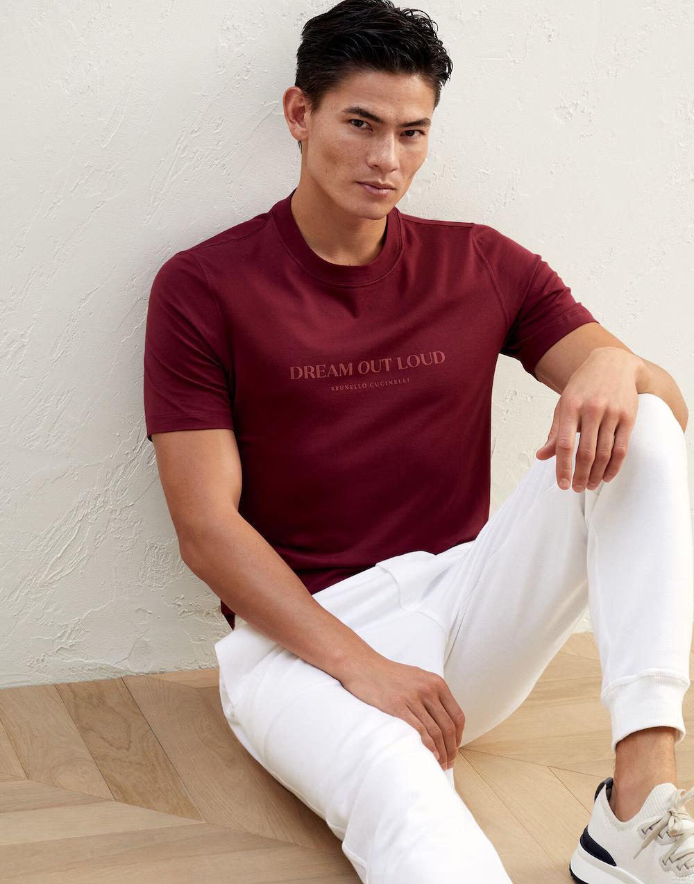 Brunello Cucinelli Burgundy Cotton T-Shirt