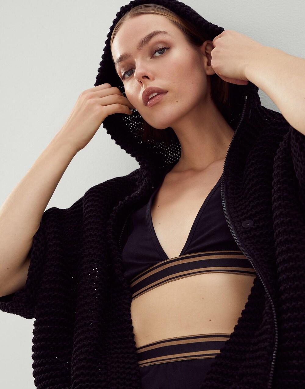 Brunello Cucinelli Black Cotton Sport Bra