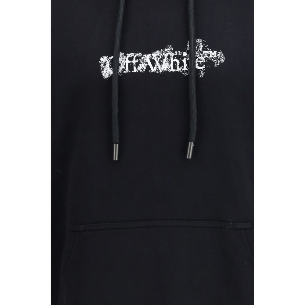 Off-White Men's Relaxed Fit Regular Cotton Sweatshirt Hoodie - Black White Signature