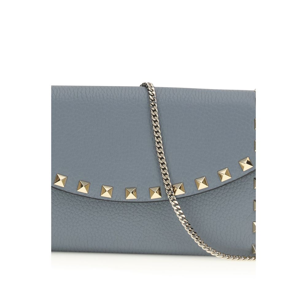 Valentino Garavani Rockstud Bos Taurus Calfskin Leather Cardholder Wallet - Blue