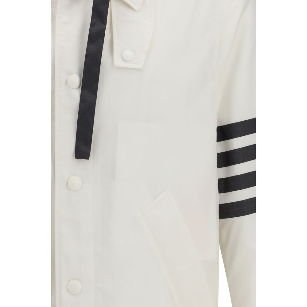 Sweatshirt by Thom Browne for men in polyamide & polyester white, signature & striped features a unrivaled silhouette with a refined and unrivaled detailing for a sophisticated look.