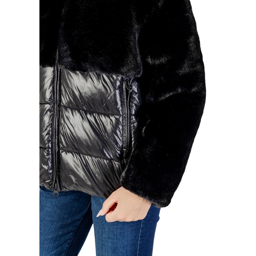 Blauer Women's Quilted Polyester Faux Fur Hooded Overcoat - Black
