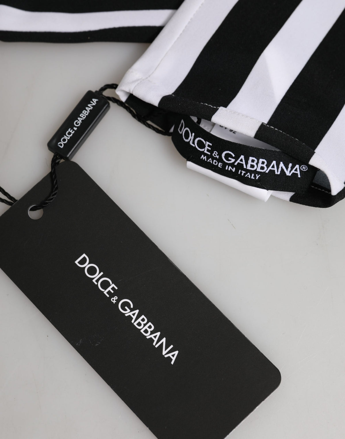 Dolce & Gabbana Stretch Nylon Elbow Length Gloves - Black White Signature Striped
