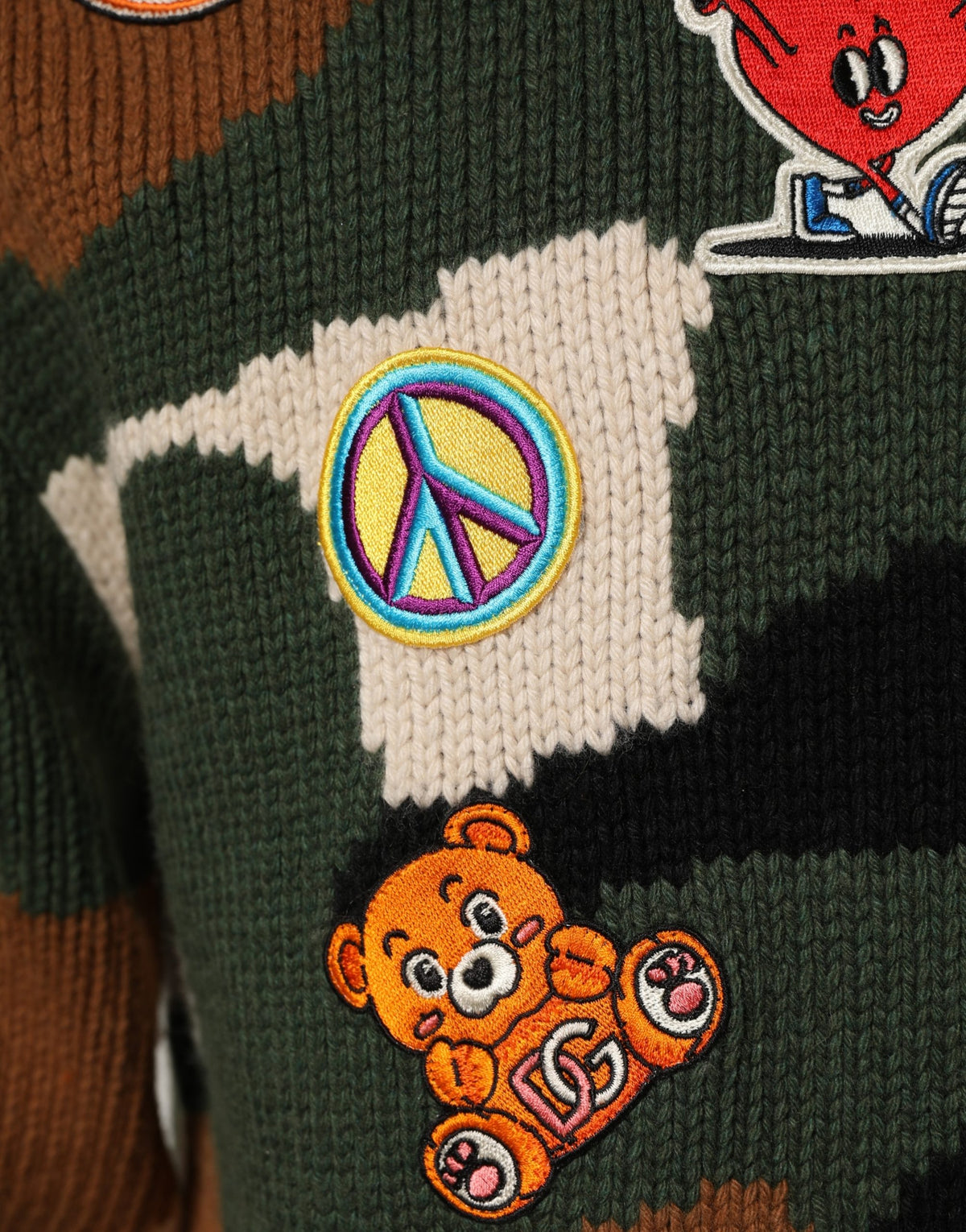 Dolce & Gabbana Men's Crew Neck Cashmere Viscose Nylon & Virgin Wool Sweatshirt - Multicolor Camouflage