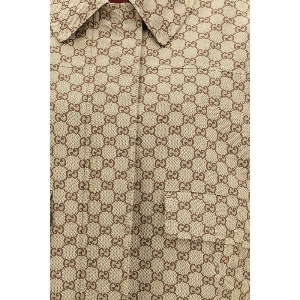 Gucci Gg Women's Cotton Canvas Bomber Jacket - Beige Patterned Signature