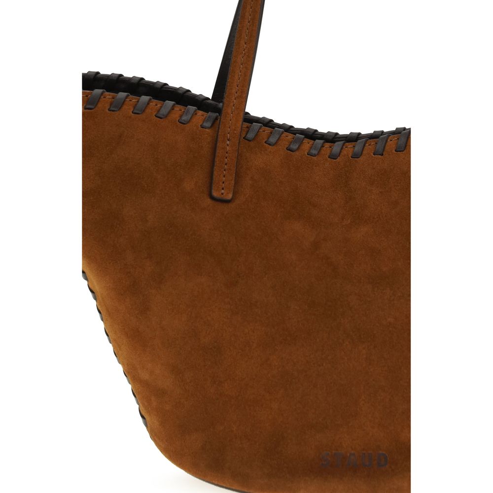 Staud Caro Bos Taurus Calf Suede Leather Mini Shoulder Bucket Bag - Brown