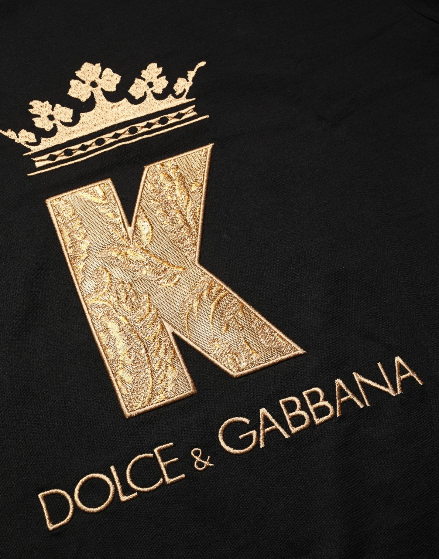 Dolce & Gabbana Black King Patch Cotton Men CrewNeck T-shirt