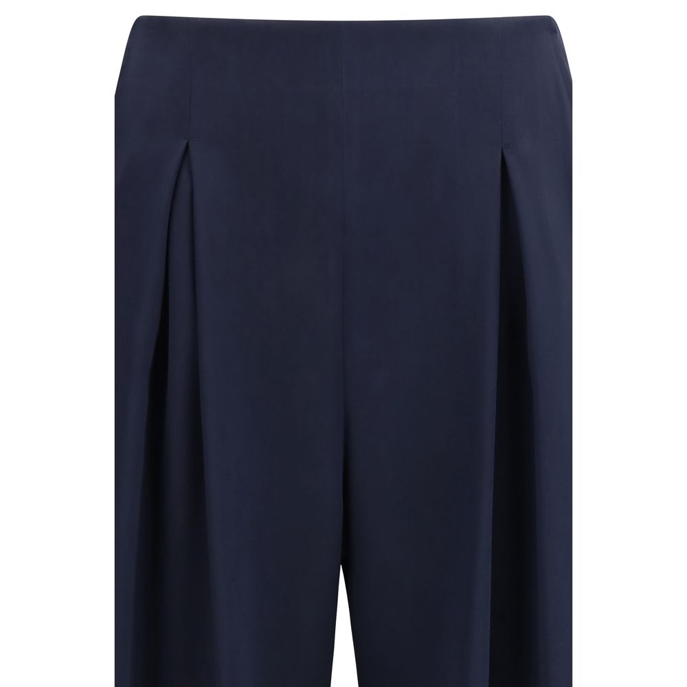 Palazzo Pants by Max Mara Pure for women in silk satin blue features a polished silhouette with a polished regular-fit & wide, reaching a polished long and finished with a polished .