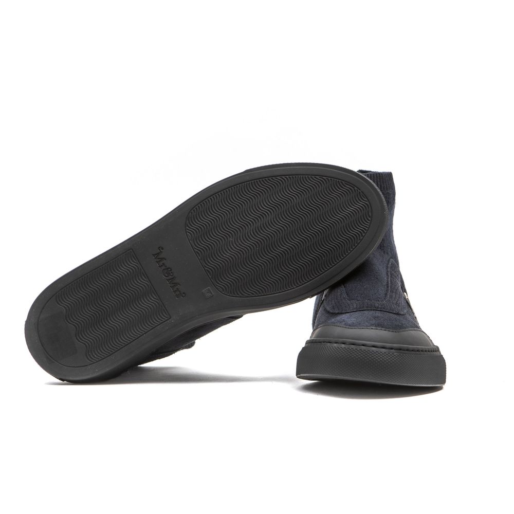 Sneakers by Mr&Mrs Italy for women in leather & rubber blue & gold presents a on trend silhouette from the Women's High Top Leather & Rubber Sneakers collection, showcasing a on trend high-top style for an elevated aesthetic.
