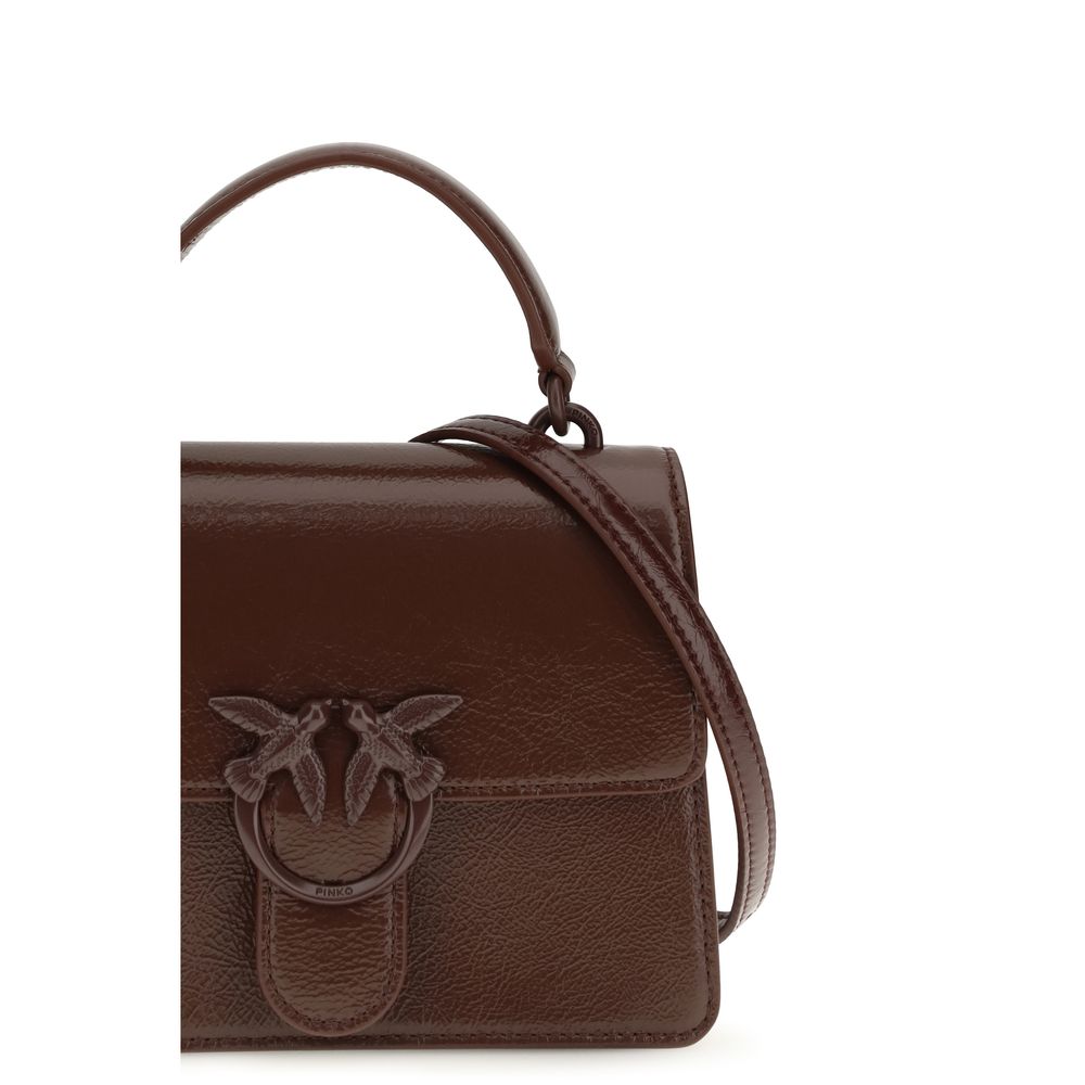 PINKO One Love Goat & Lamb Leather Mini Handbag - Burgundy