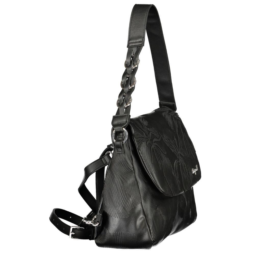Backpack by Desigual for women in polyurethane black showcases an architectural Polyurethane Backpack design, featuring a secure , ample , and architectural backpack-strap for a sophisticated look.
