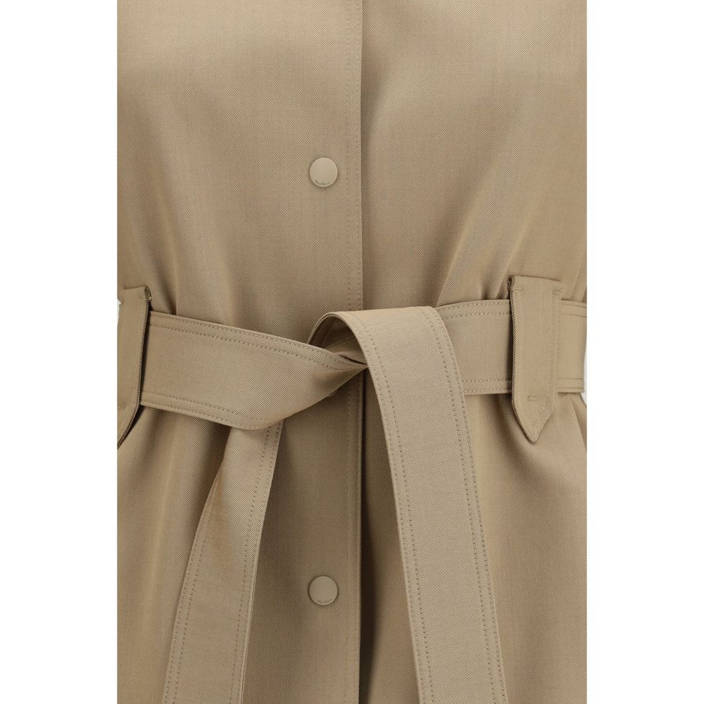 Overcoat by Max Mara for women in virgin wool brown showcases a architectural silhouette, artfully detailed with a distinctive and functional pockets for a architectural finish.