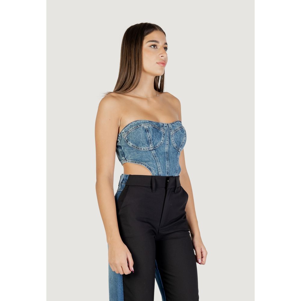 Colcci Women's Strapless Denim Cotton Activewear Top - Blue