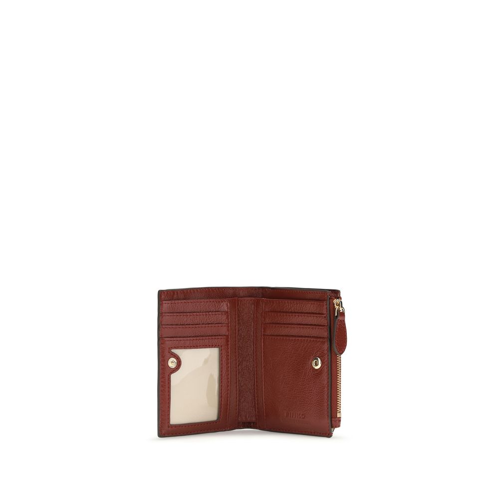 PINKO Bos Taurus Calf Leather Wallet - Bordeaux
