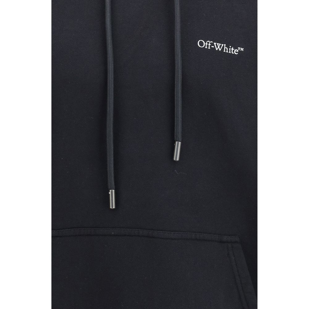 Off-White Men's Relaxed Fit Regular Cotton Sweatshirt Hoodie - Black White