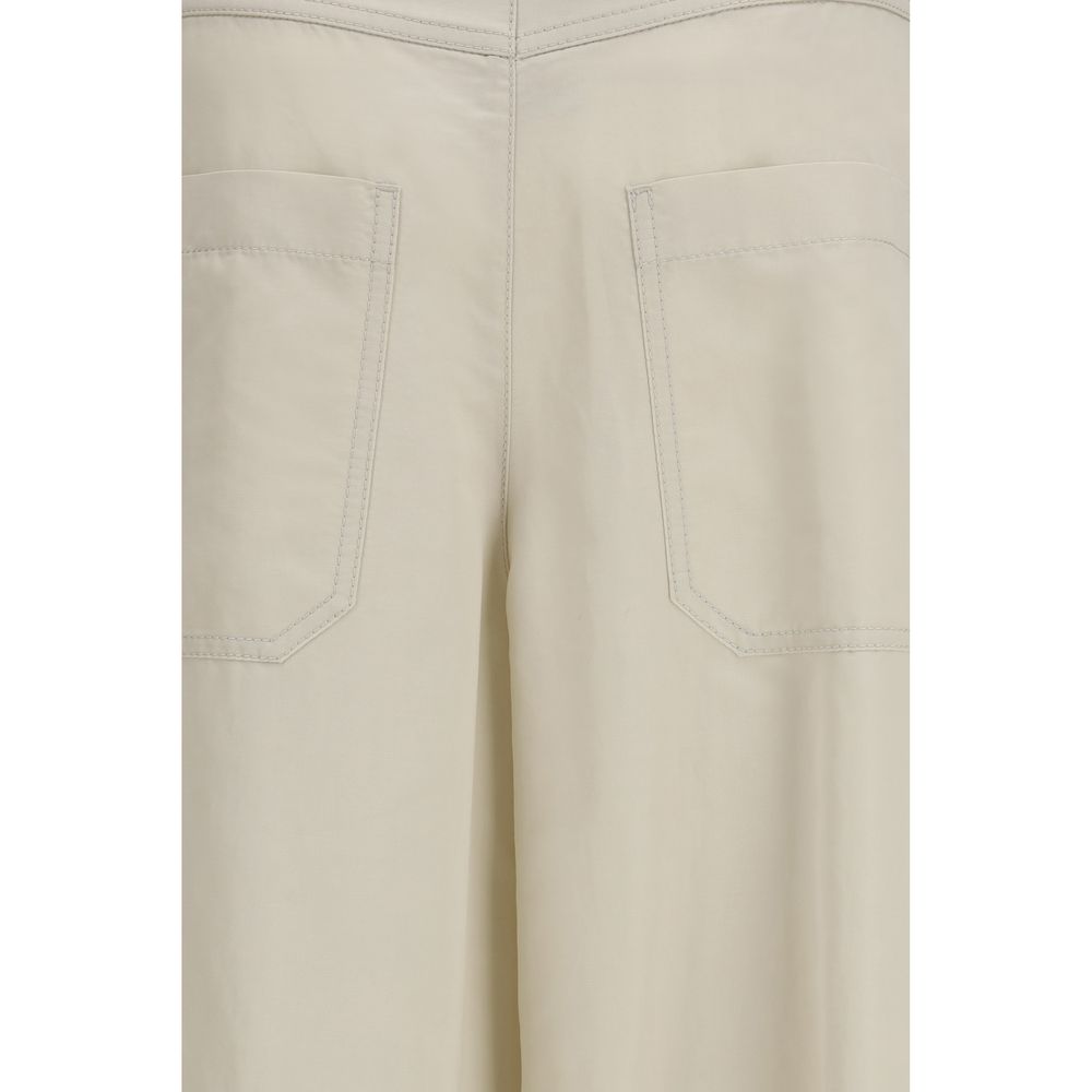 Palazzo Pants by Brunello Cucinelli for women in copper & cotton beige & copper features an sartorial regular-fit & wide and long with a cut for a sartorial finish.