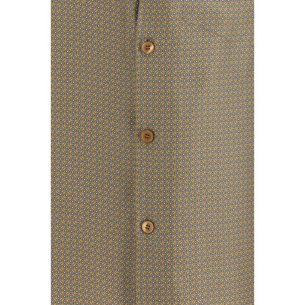 Shirt by Saint Laurent for men in silk satin multicolor & patterned showcases a sharp silhouette, elegantly detailed with a sharp and sharp .