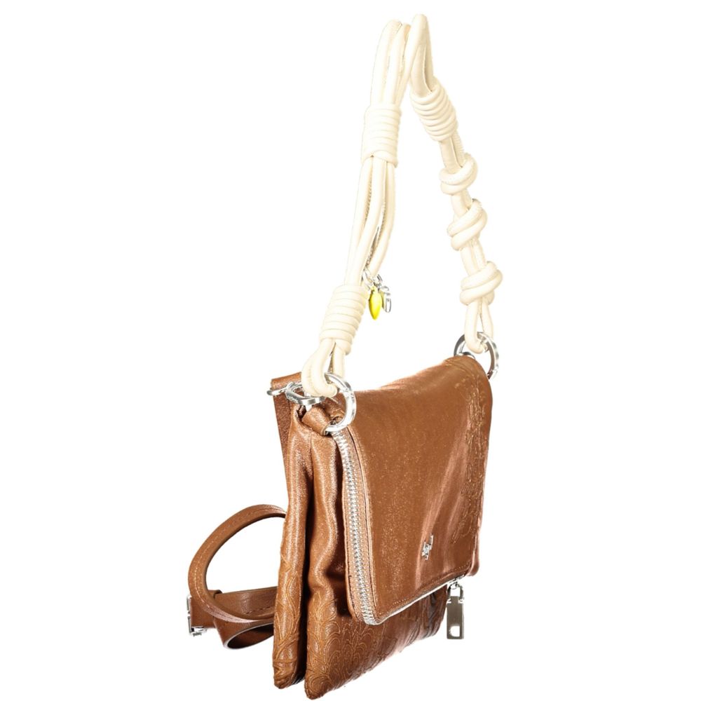 Handbag by Desigual for women in polyurethane brown presents a ornamental silhouette, showcasing a secure , ample , and versatile for a ornamental finish.