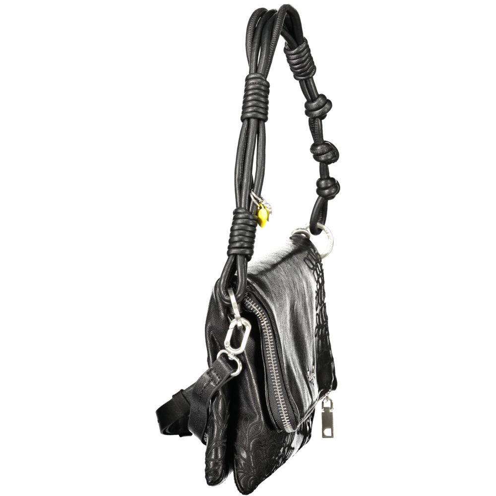 Handbag by Desigual for women in polyethylene black features a refined silhouette, showcasing a secure zipper & magnetic, organized external-pockets & internal-pockets, and versatile shoulder-strap, adjustable-strap & handle for a refined finish.