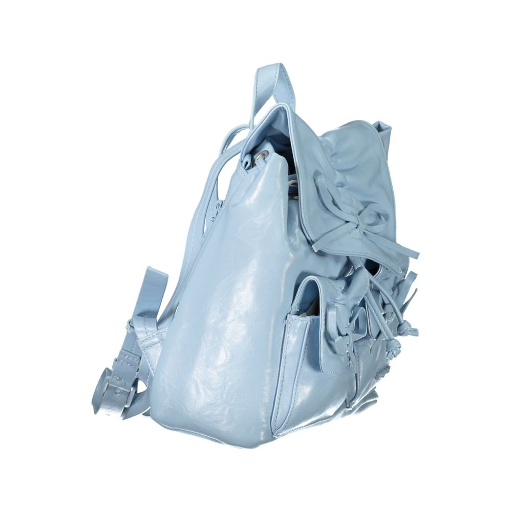 Drawstring Backpack by Desigual for women in polyethylene blue & signature showcases an architectural Rodio Prisa Polyethylene Drawstring Backpack design, featuring a secure drawstring, ample external-pockets & internal-pockets, and architectural handle, backpack-strap & adjustable-strap for a sophisticated look.