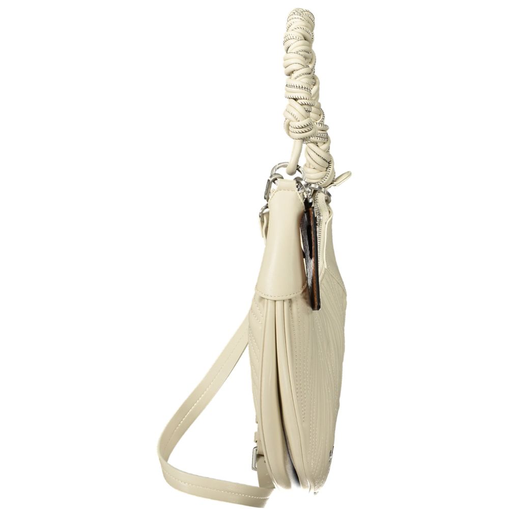 Handbag by Desigual for women in polyethylene white & signature features a refined silhouette, showcasing a secure zipper, organized internal-pockets, and versatile shoulder-strap, adjustable-strap & handle for a refined finish.
