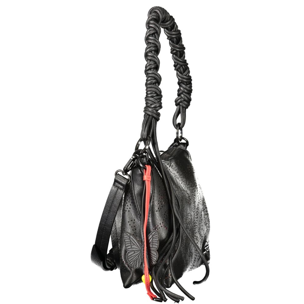This Handbag by Desigual for women in polyethylene and black presents a sculptural silhouette featuring a secure zipper, ample internal-pockets, and versatile shoulder-strap, adjustable-strap & handle for a sculptural finish.