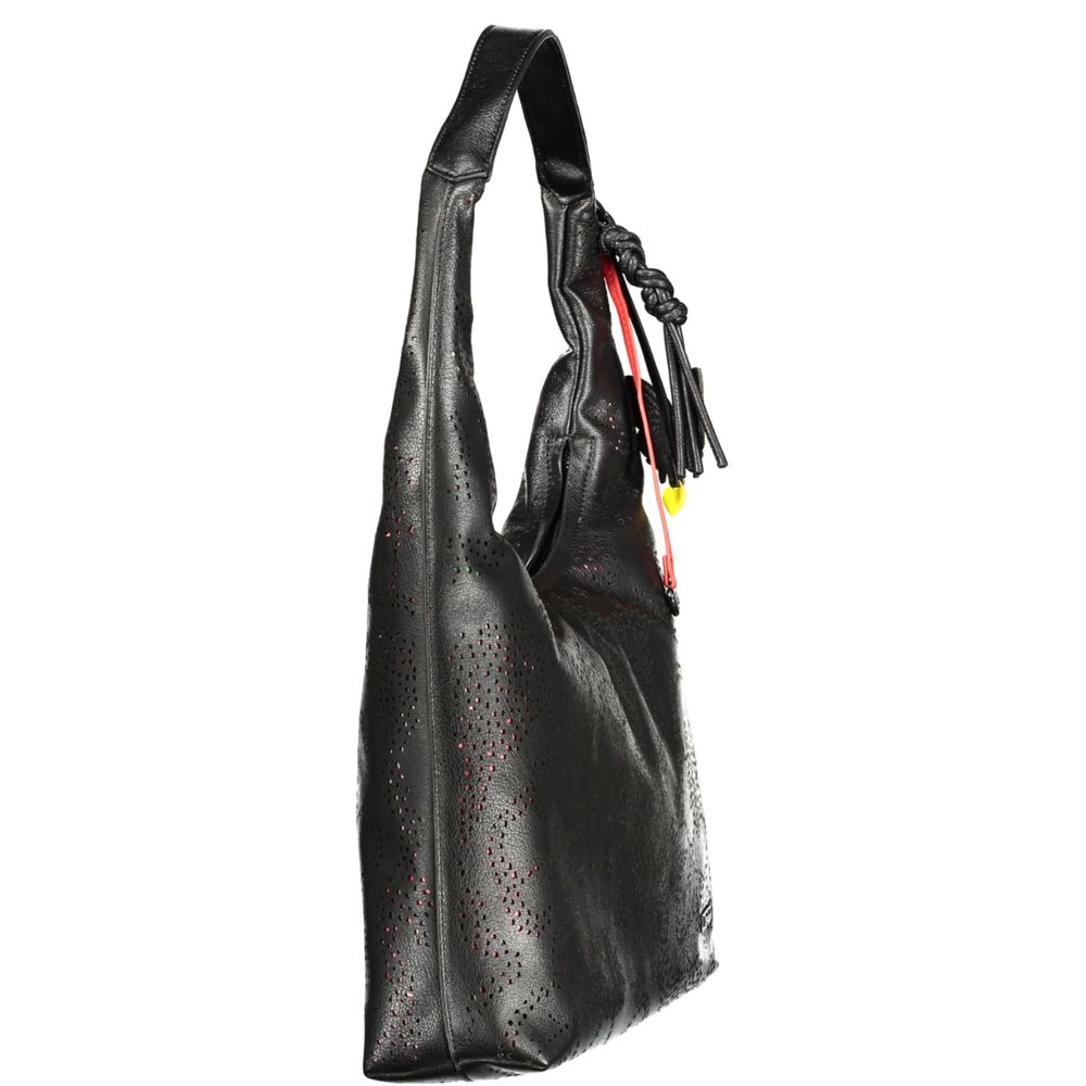 Evening Shoulder Handbag by Desigual for women in polyethylene black presents a ornamental silhouette, showcasing a secure zipper, ample internal-pockets & cardholder, and versatile shoulder-strap & handle for a ornamental finish.