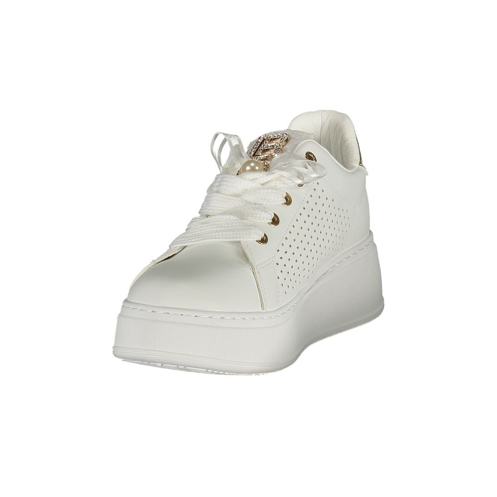 Sneakers by Laura Biagiotti for women in polyester & polyurethane gold, white & signature features a sumptuous design, perfectly showcasing the sumptuous fashion style of this Women's Fashion Polyester & Polyurethane Sneakers.