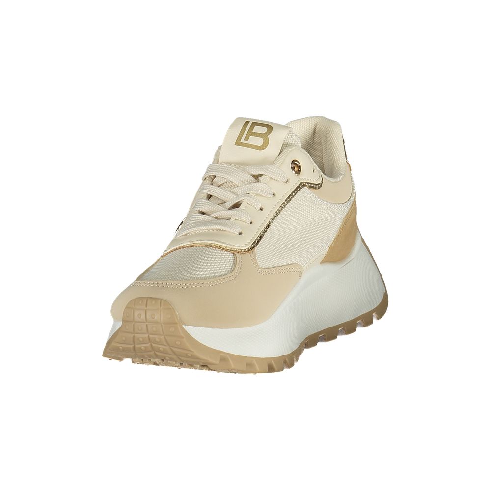 Laura Biagiotti Women's Athletic Polyester & Polyurethane Sneakers - Beige Black Gold