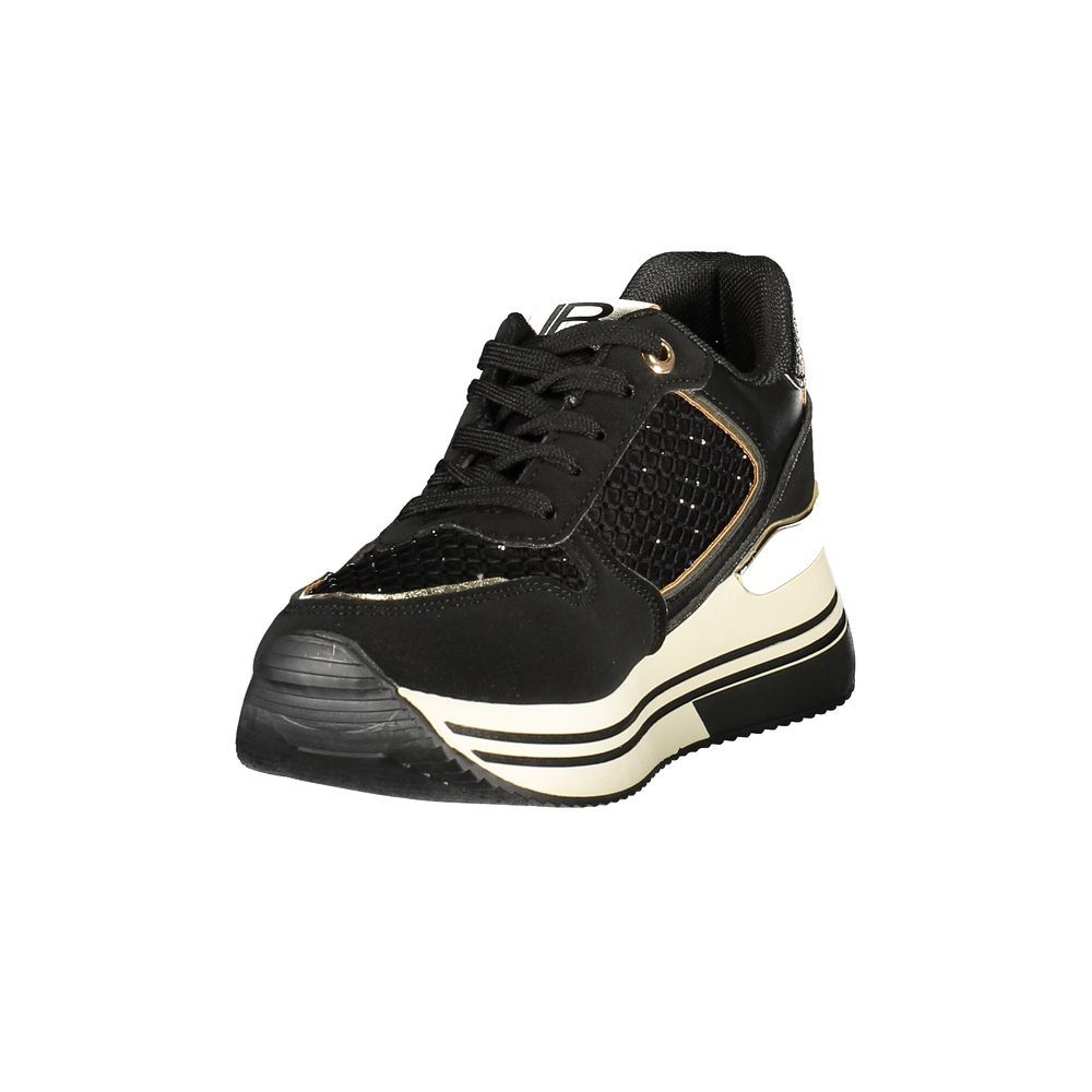 Laura Biagiotti Women's Athletic Polyester & Polyurethane Sneakers - Black Blue Silver Signature