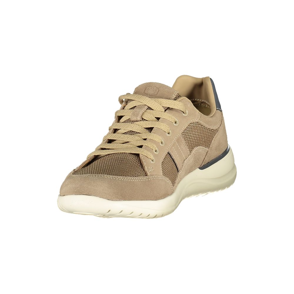 Athletic Sneakers by Lumberjack for men in polyester polyurethane leather beige, blue & print showcases an impeccable silhouette, defined by an impeccable athletic style design that perfectly captures the essence of the Men's Athletic Polyester Polyurethane Leather Sneakers.