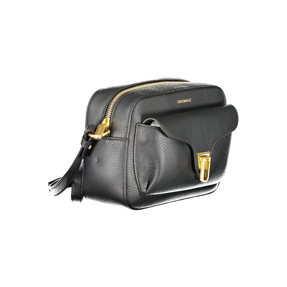 Coccinelle Polyester Polyurethane Faux Leather Handbag - Beige Black