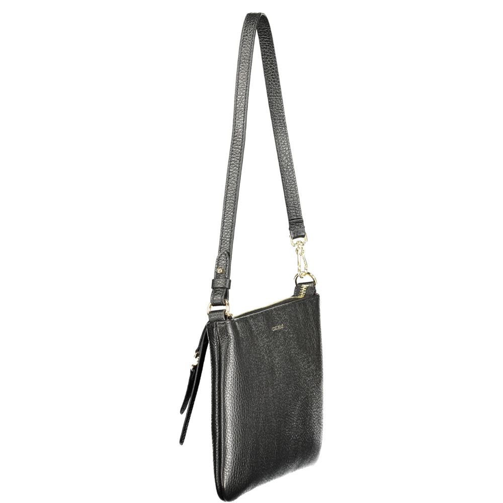 Handbag by Coccinelle for women in leather black features a signature silhouette, showcasing a secure and signature with versatile for a sophisticated look.