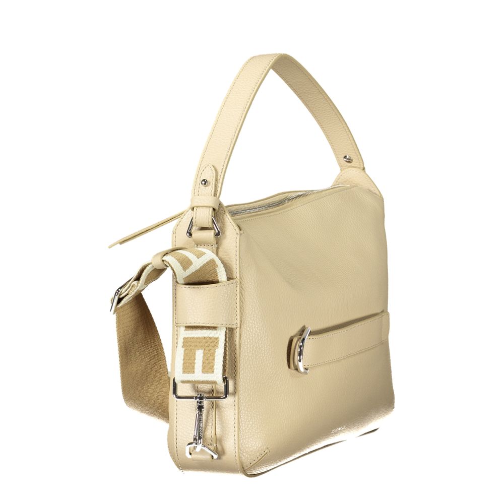 Handbag by Coccinelle for women in leather beige features a signature silhouette, showcasing a secure and signature with versatile for a sophisticated look.