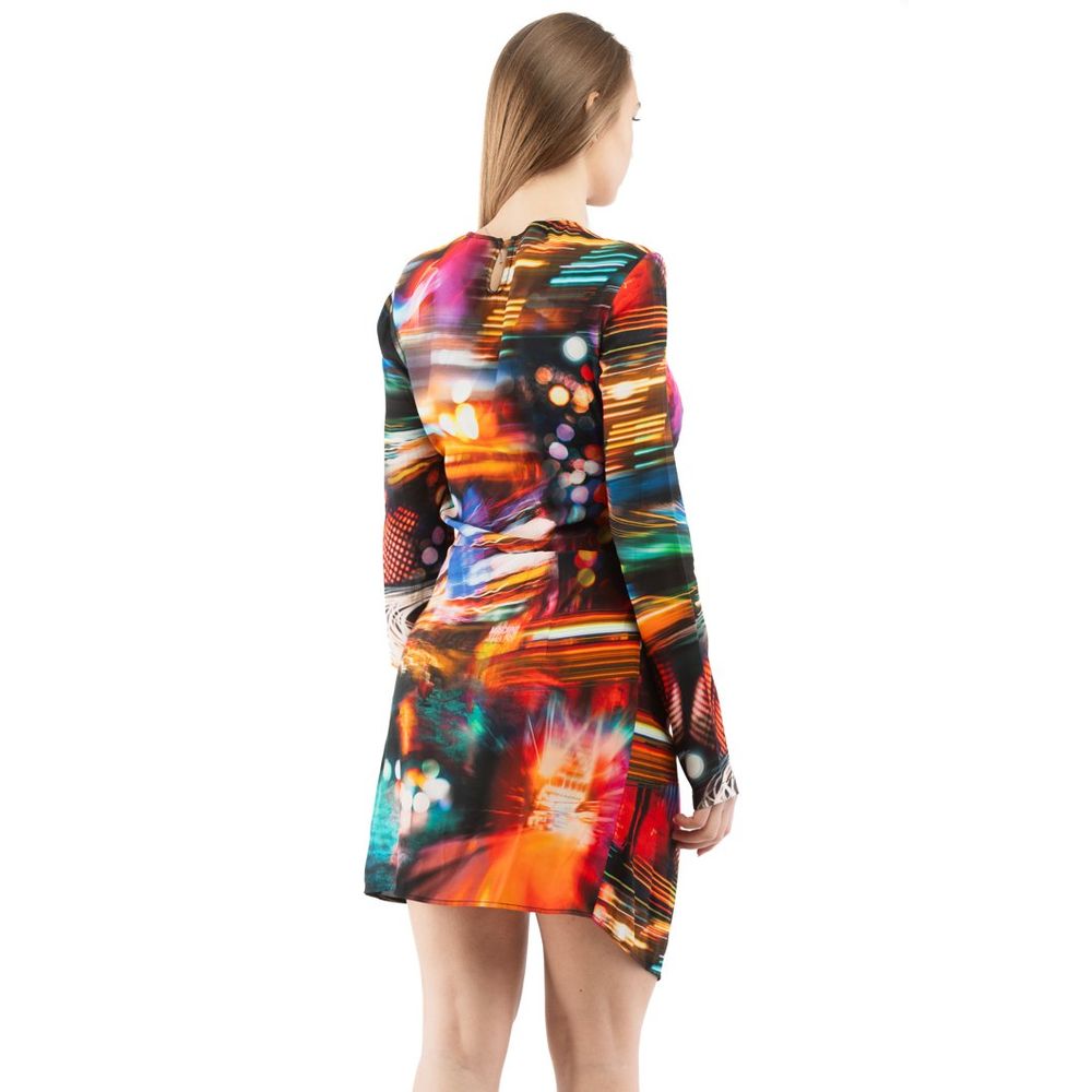 Moschino Women's Long-Sleeve Viscose Short Dress - Multicolor Patterned