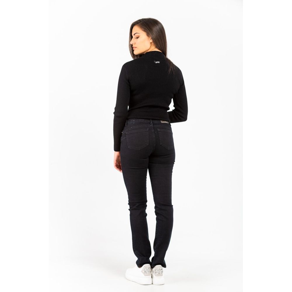 Gas Women's Slim Stretch Denim Cotton Polyester Jeans - Black