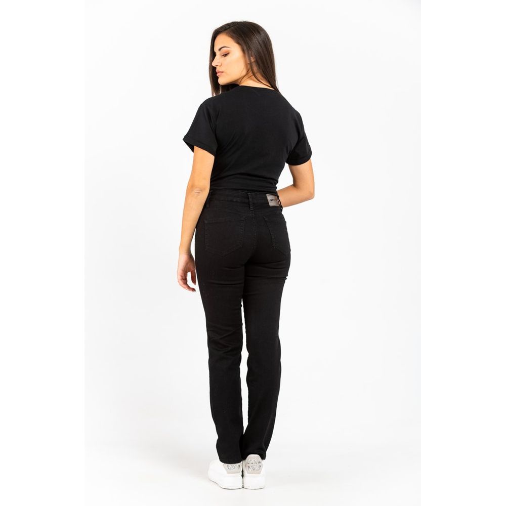 Gas Women's Straight Leg Stretch Denim Cotton Polyester & Polyethylene Jeans - Black