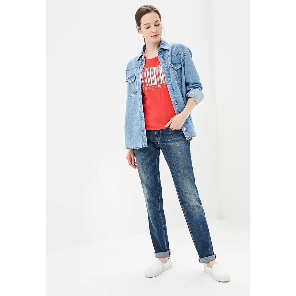 Gas Women's Skinny Straight Leg Stretch Denim Cotton Jeans - Blue