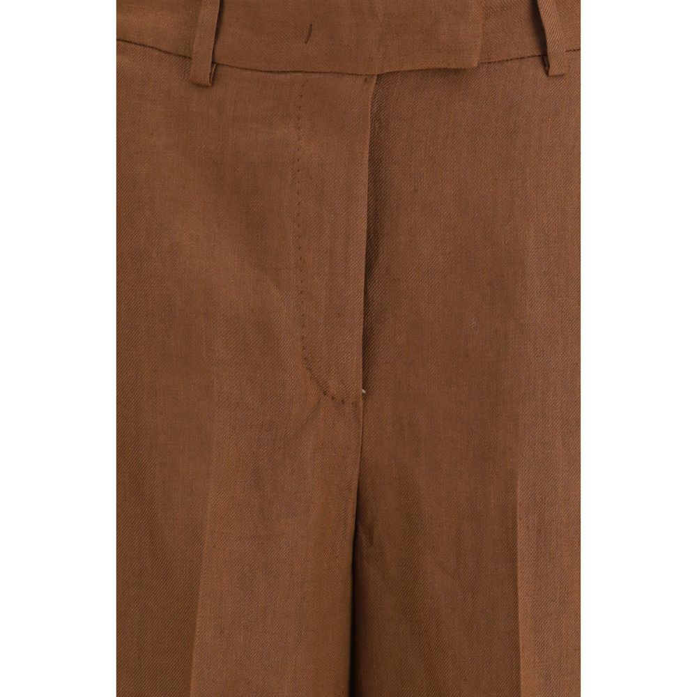 Lardini Women's Straight Leg Regular Fit Mid Rise Viscose Twill Bermuda Shorts - Brown Natural