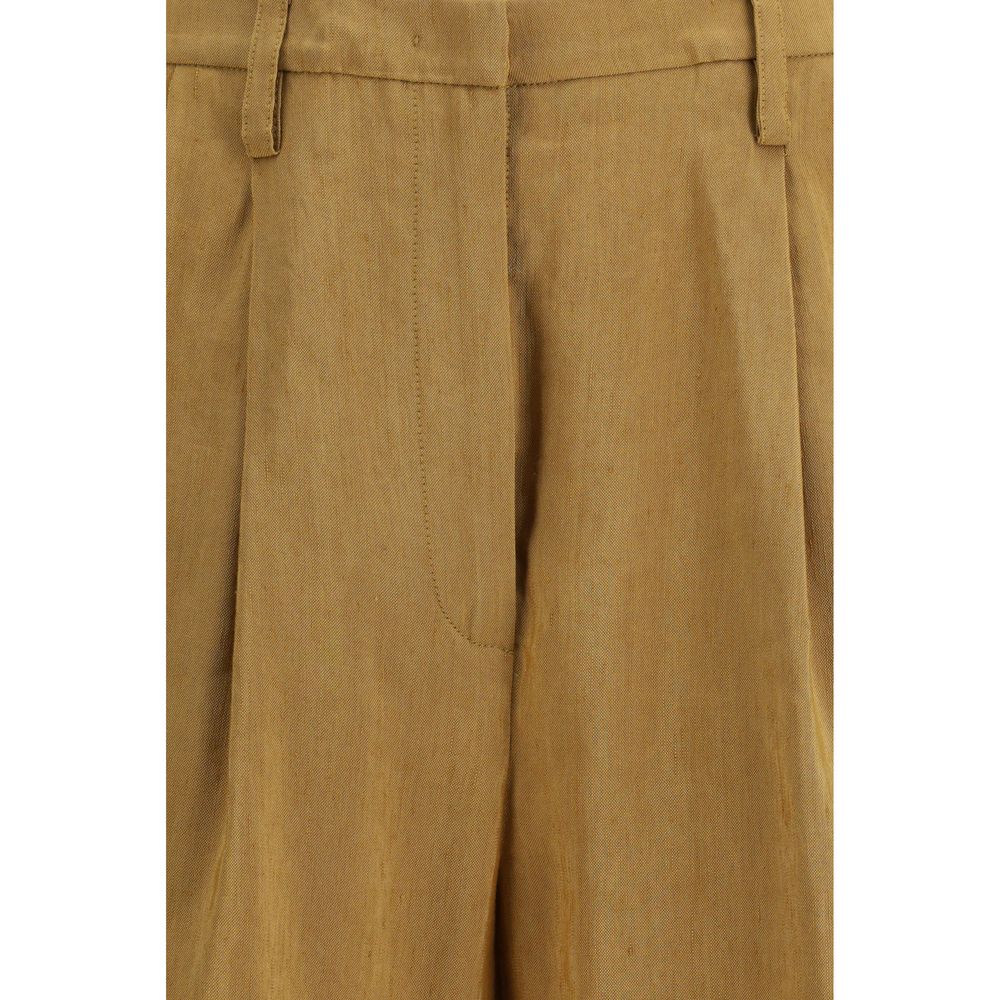 Forte_Forte Women's Relaxed Fit Regular Linen Viscose Bermuda Shorts - Beige Natural