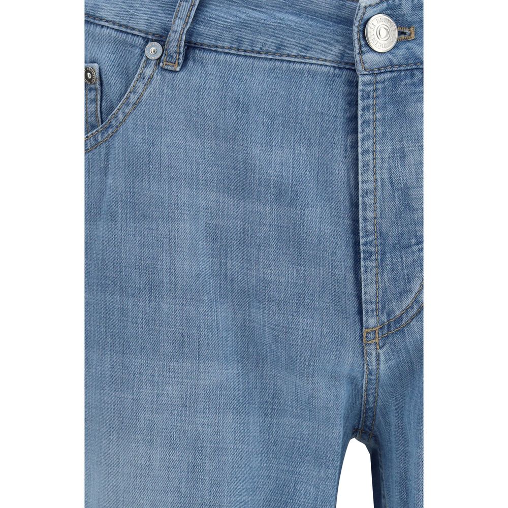 Brunello Cucinelli Men's Relaxed Fit Regular Cotton Denim Jeans - Blue