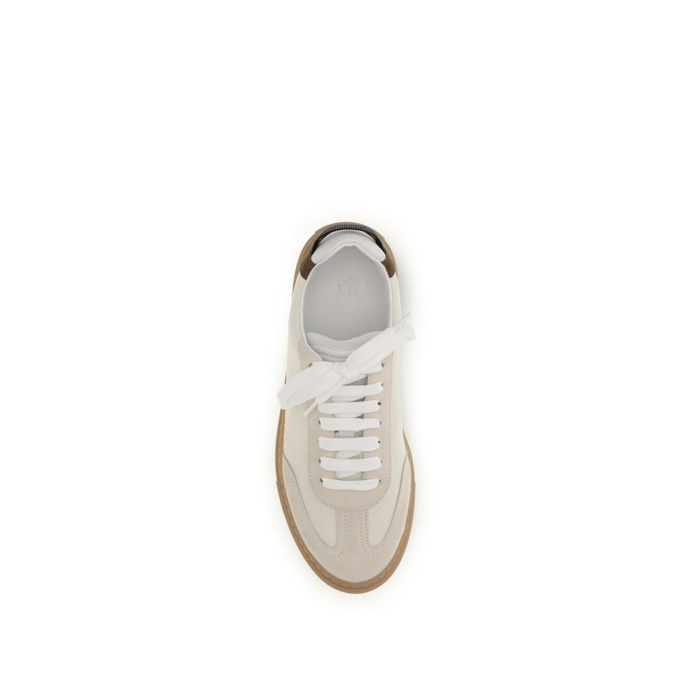 Brunello Cucinelli Women's Casual Bos Taurus Suede Calf Leather Sneakers - Beige